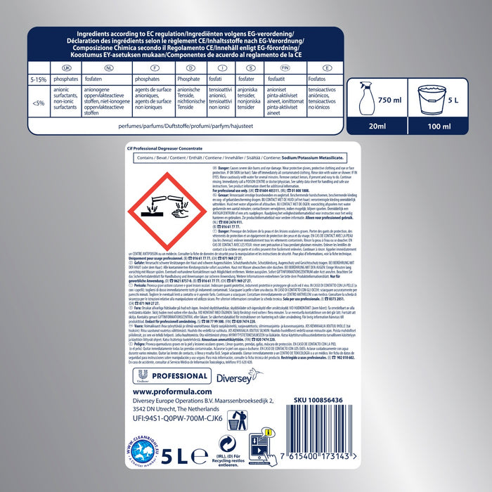 Cif Fettlöser Reiniger, Fettreiniger Professional 5L