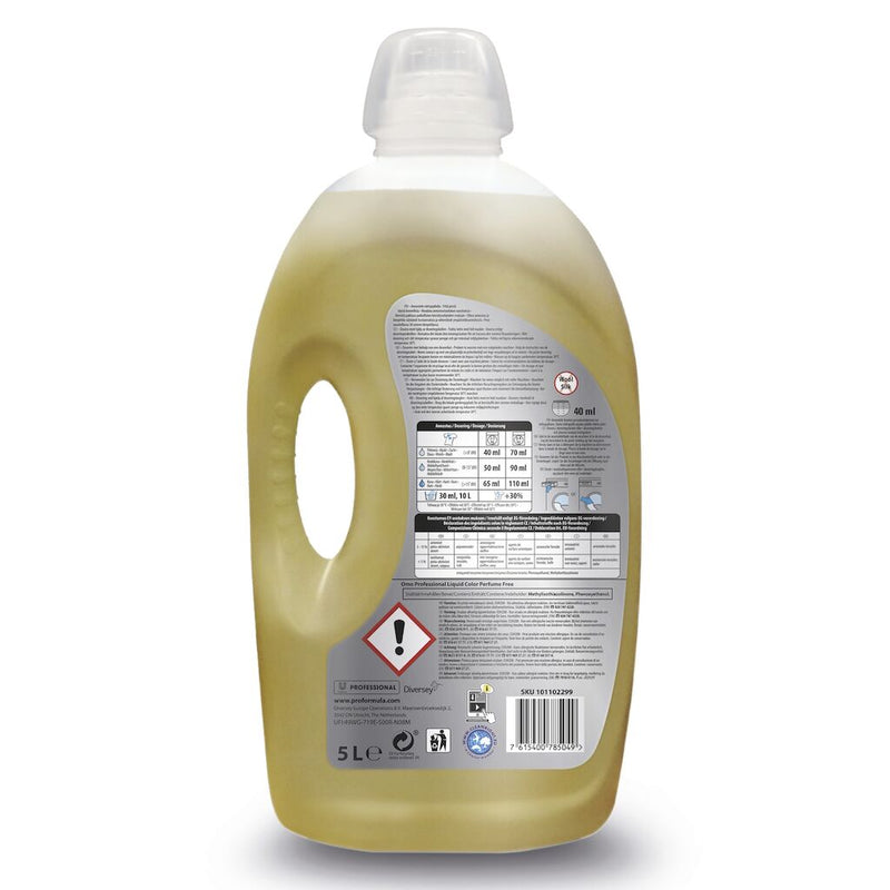 Omo Professional Parfümfrei 2x5L - EU ECOLABEL-geprüftes parfümfreies Flüssigwaschmittel für Buntwäsche, aktiv bei 30°C.