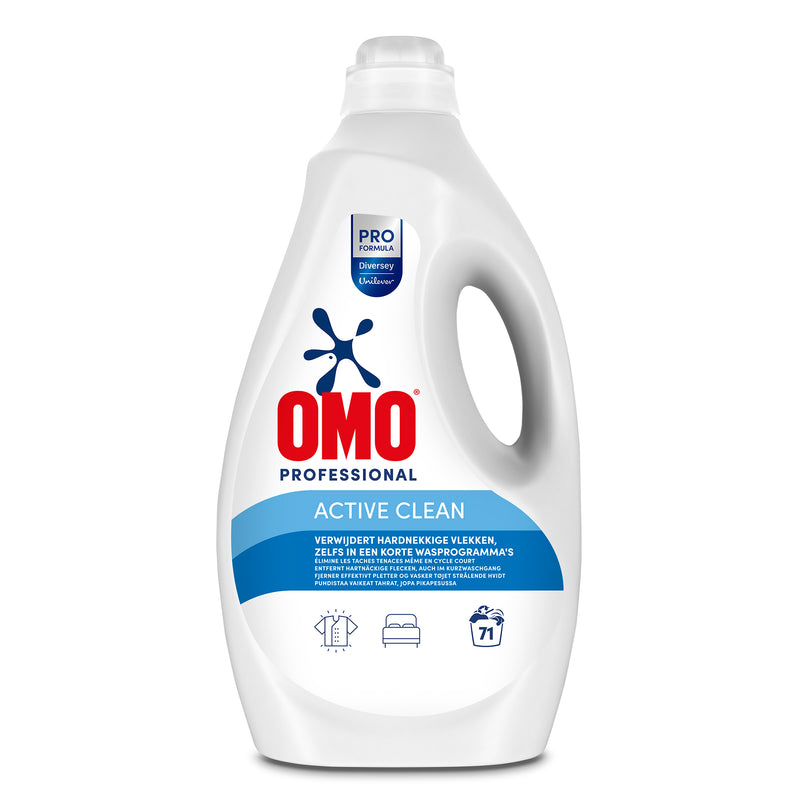 Omo Professional Active flüssig 5L  Flüssiges Vollwaschmittel mit Aktiv-Formel für verstärkte Flecklösekraft