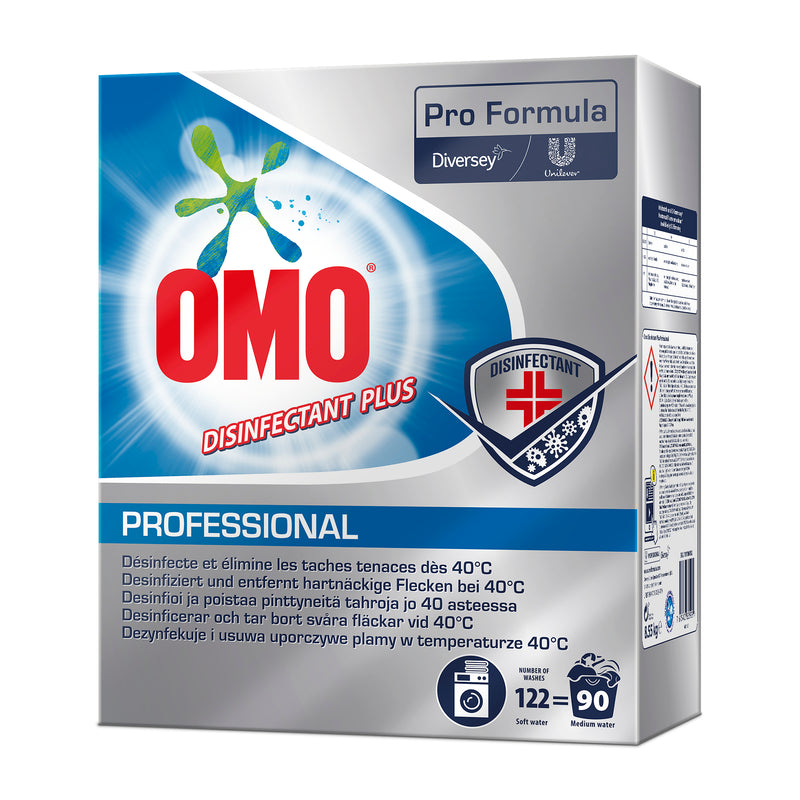 Omo Professional Disinfectant Plus 8,55kg - Desinfizierendes Textilwaschmittelpulver, aktiv bei 40°C