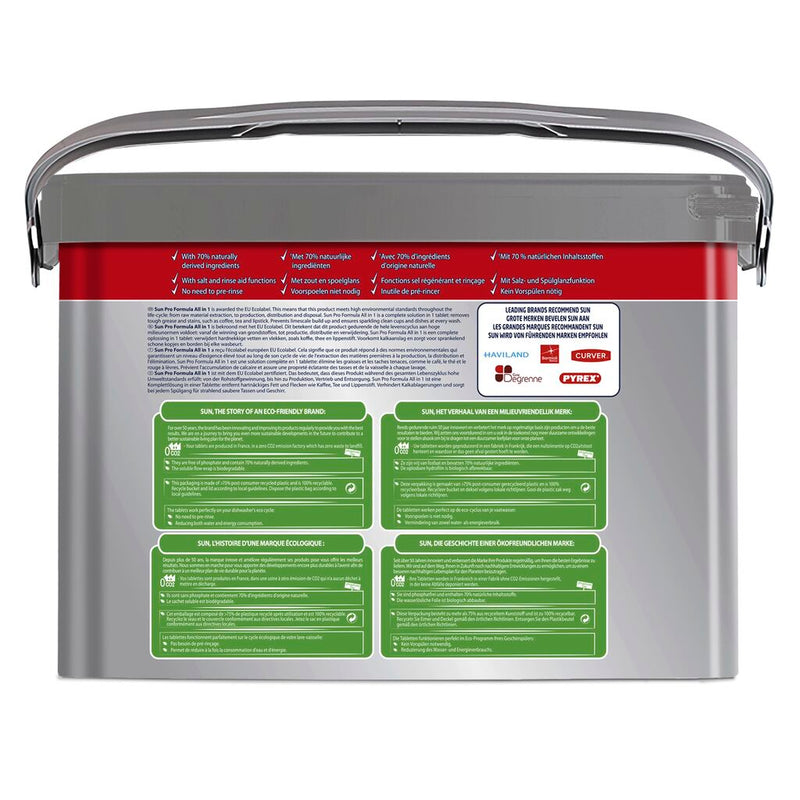 Sun Professional All in 1 Tabs Geschirrreiniger Tabs All in 1, mit integriertem Klarspüler und Salzfunktion, geeignet für Haushaltsgeschirrspüler 200 Stk.