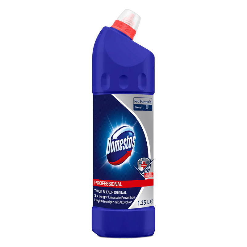 Domestos Professional Original 1,25L Desinfizierendes Bleichmittel mit 3x längerem Kalkschutz