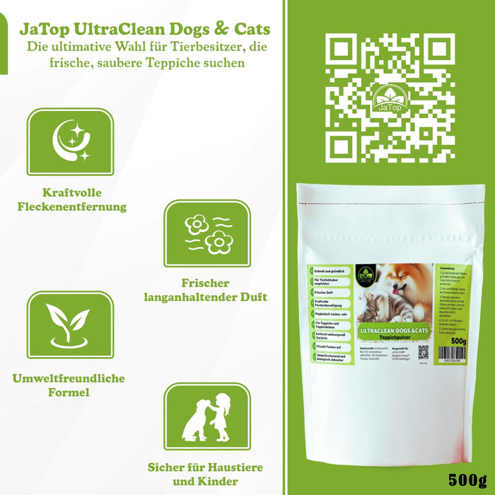 UltraClean Cats&Dogs Teppichreinigungspulver, Teppichpulver, 500 Gr.