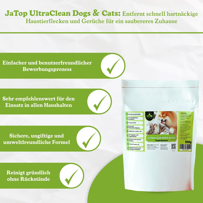 UltraClean Classic Teppichreinigungspulver, Teppichpulver 4 x 500 gr., 250ml Fleckenspray