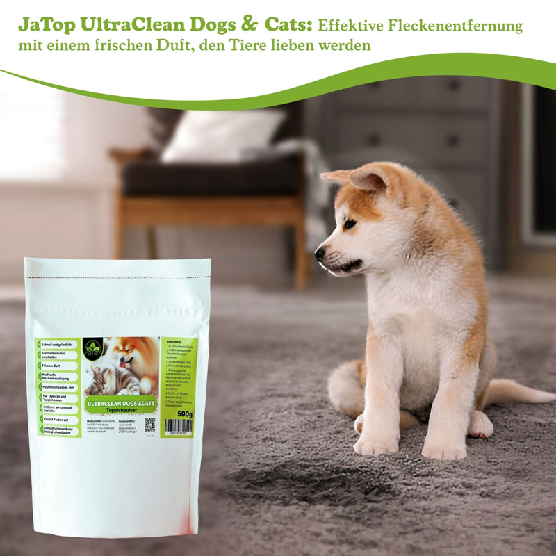 UltraClean Classic Teppichreinigungspulver, Teppichpulver 4 x 500 gr., 250ml Fleckenspray