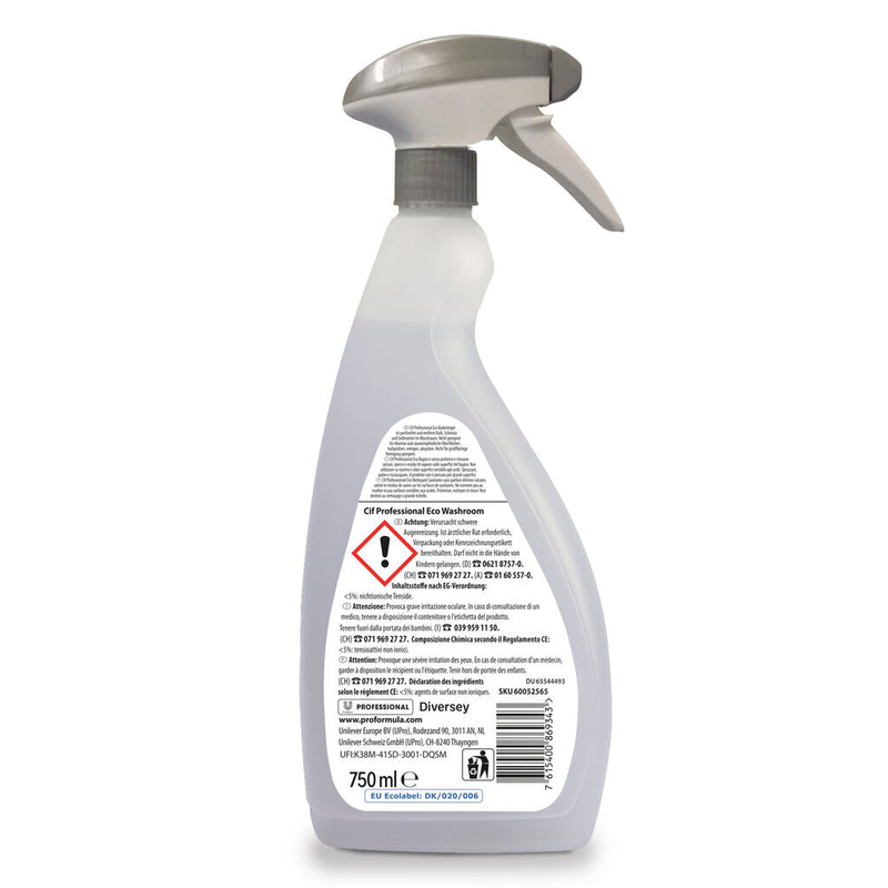 Cif Professional ECO Badreiniger 6x0,75L gebrauchsfertiger Badreiniger für alle Oberflächen im Bad