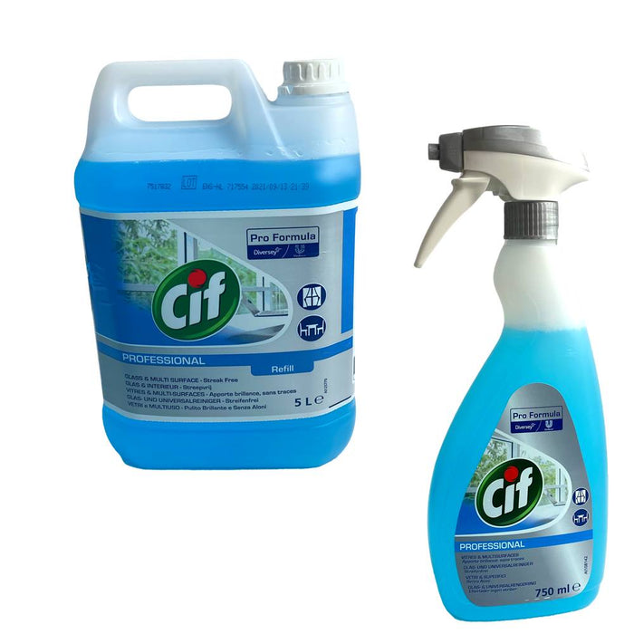 Cif Professional Fensterreiniger u. Glasreiniger 5Liter inkl. 0,75L Sprühflasche
