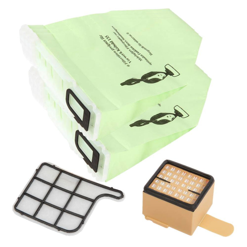 Set geeignet für Vorwerk Kobold 135, 136, 18 Tüten, Hepa- Motorschutzfilter