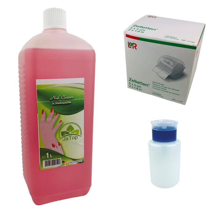 JaTop Nail Cleaner, Nagelcleaner 1L, 300 Zelletten im Einwegspender, Dispenser