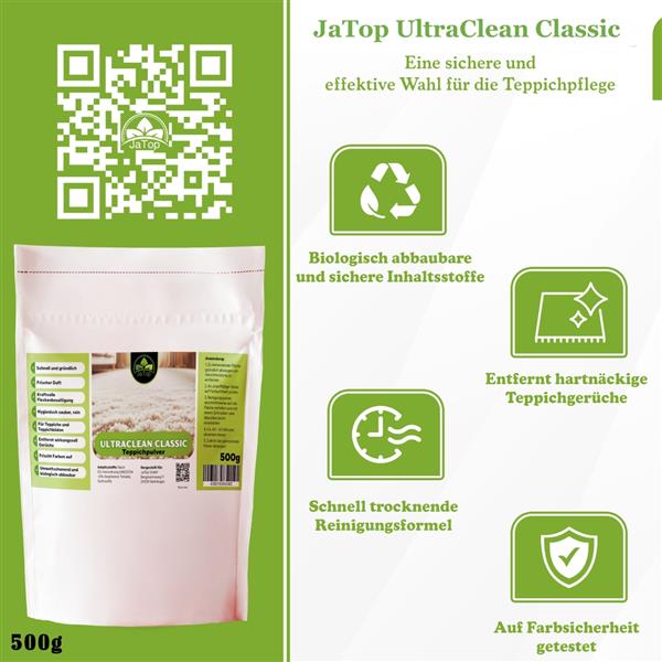 UltraClean Classic Teppichreinigungspulver, Teppichpulver, 500 gr