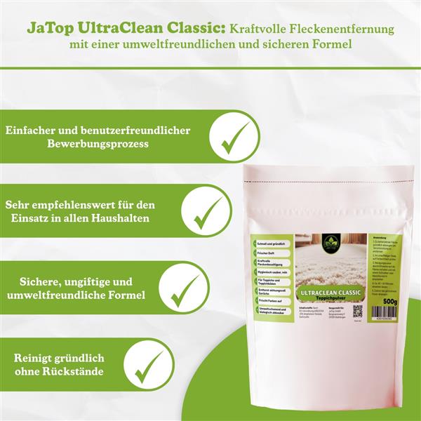 UltraClean Classic Teppichreinigungspulver, Teppichpulver, 500 gr