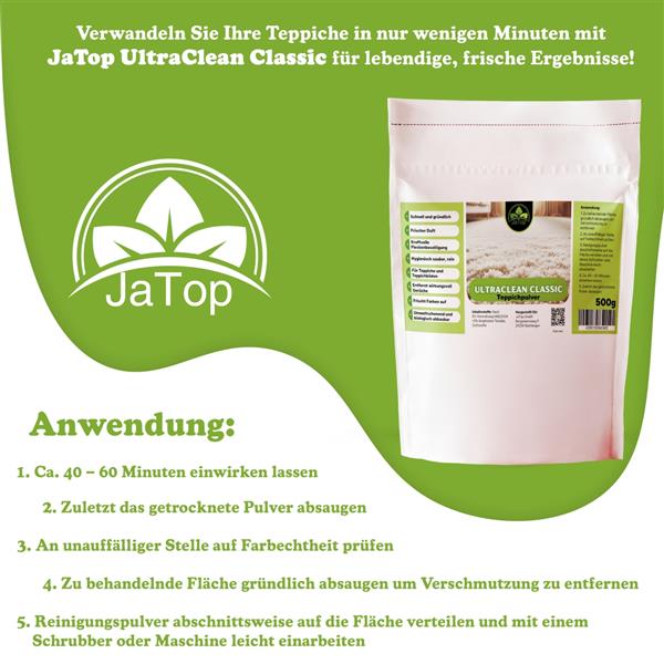 UltraClean Classic Teppichreinigungspulver, Teppichpulver, 500 gr