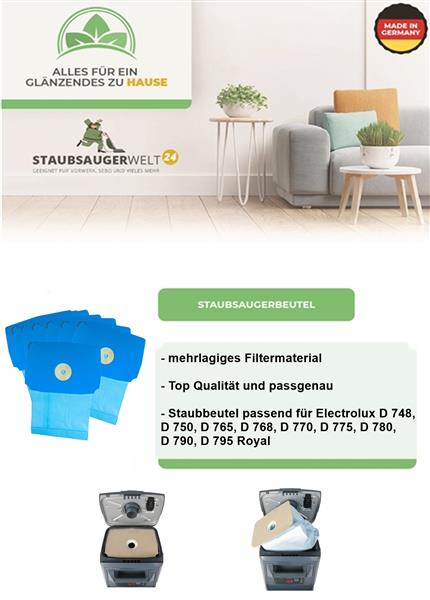 10 Staubsaugerbeutel geeignet für Lux Electrolux D748 - D795 Filtertüten