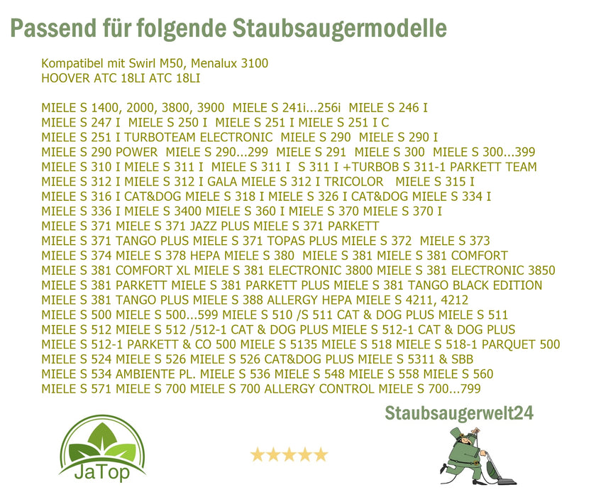 30 Staubsaugerbeutel geeignet für Miele Indigo, Jazz Filtertüten