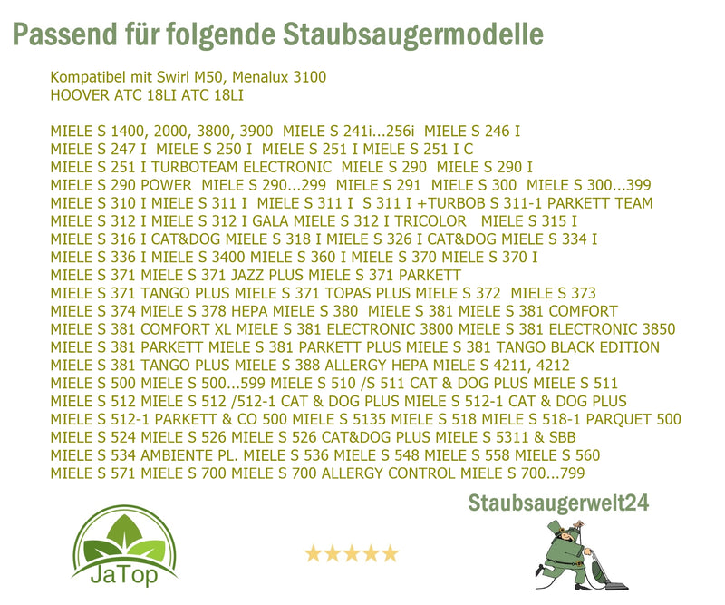 30 Staubsaugerbeutel geeignet für Miele Indigo, Jazz Filtertüten