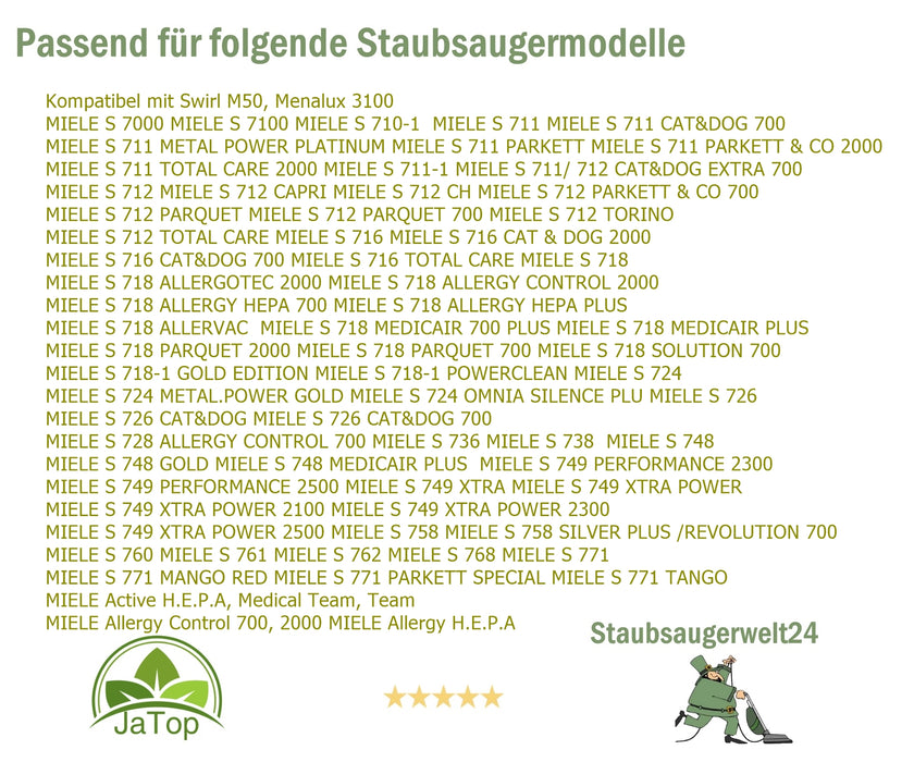 30 Staubsaugerbeutel geeignet für Miele Indigo, Jazz Filtertüten