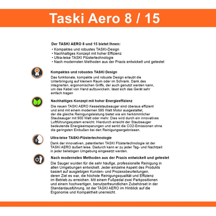 Staubsauger Kesselsauger Taski Aero 15 EURO inkl. Duft & 5 kompatible Staubsaugerbeutel