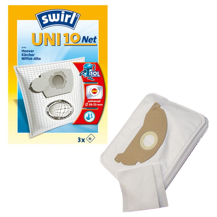Staubsaugerbeutel Swirl UNI10 oder Hausmarke SSW 610 für Hoover, Kärcher, Nilfisk-Alto
