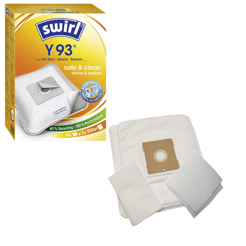 Staubsaugerbeutel Swirl Y93 oder Hausmarke SSW 615 passend für Dirt Devil, Severin, Bomann