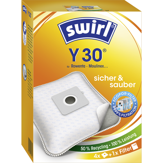 4 Staubsaugerbeutel Swirl Y30 passend für Rowenta, Moulinex