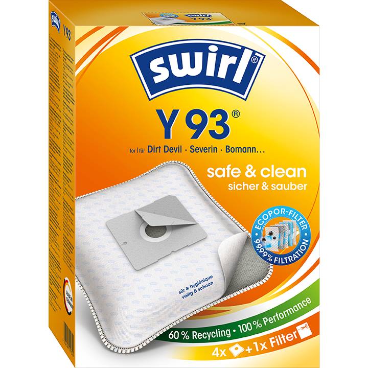 Staubsaugerbeutel Swirl Y93 oder Hausmarke SSW 615 passend für Dirt Devil, Severin, Bomann