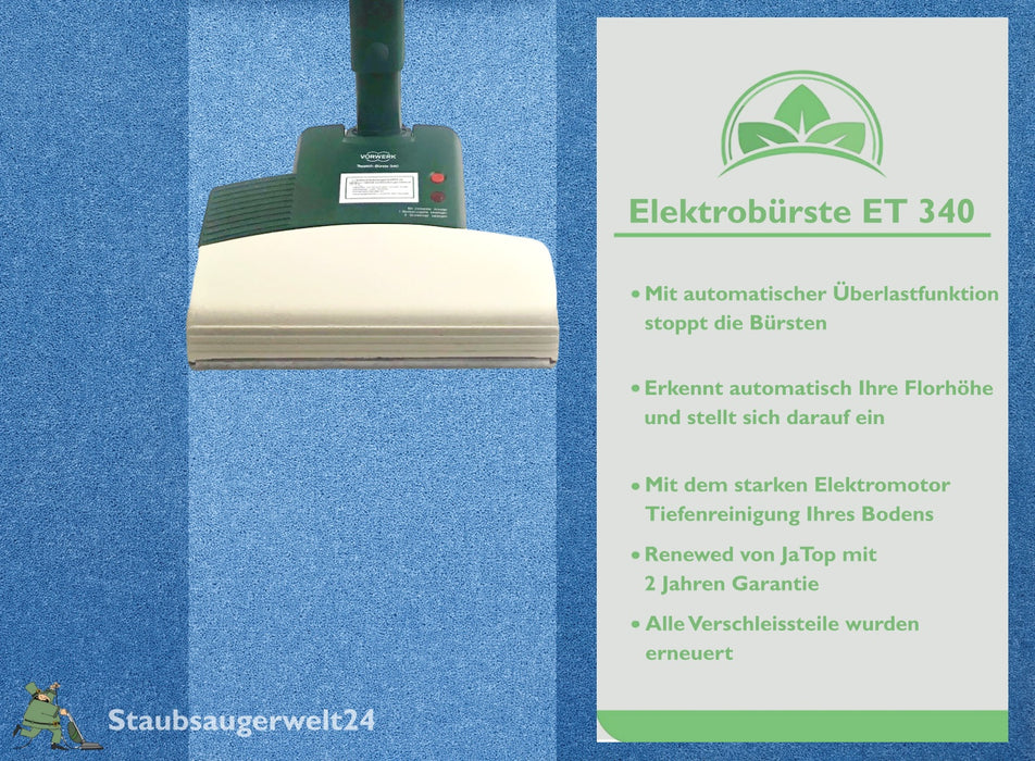 Original Vorwerk Kobold 121 inkl. Elektrobürste ET 340, Hartbodendüse und 10 Staubsaugerbeutel +Duft Renewed + generalüberholt Garantie, mit Beutel