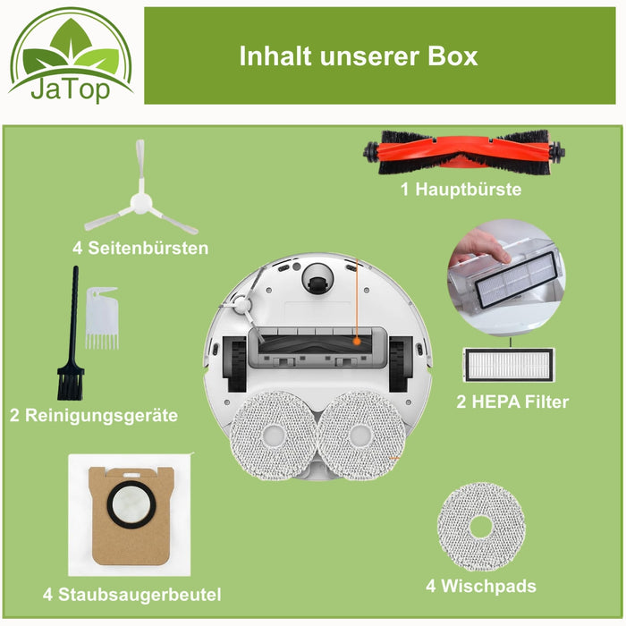 Zubehörset geeignet für Roboter Saugroboter Xiaomi X10+/ X20+ ;Dreame plus JaTop Uniwisch 0,75L