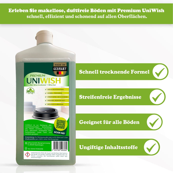 UniWisch Klassik Bodenreiniger für Saugwischroboter und Saugwischer 0,75ml