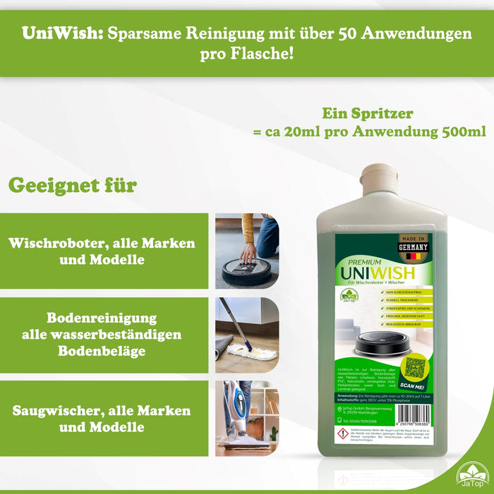 UniWisch Klassik Bodenreiniger für Saugwischroboter und Saugwischer 0,75ml