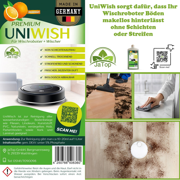 UniWisch Set Bodenreiniger für Saugwischroboter Saugwischer 0,75Lx2