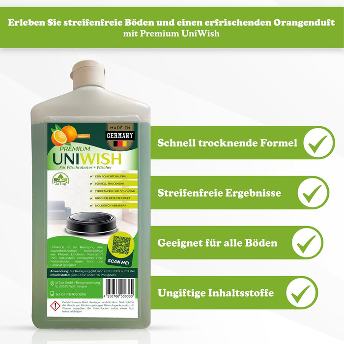 UniWisch Orange Bodenreiniger für Saugwischroboter und Saugwischer 0,75L